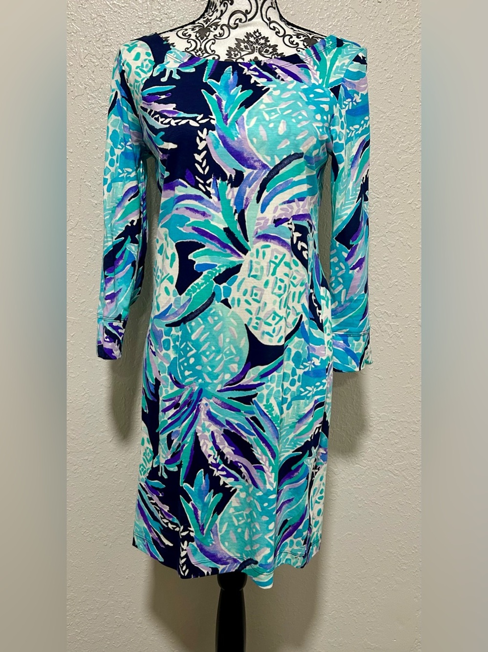 Lilly Pulitzer Hollee Dress  Bright Navy Alotta Colada Blue Cut Out Back Size S